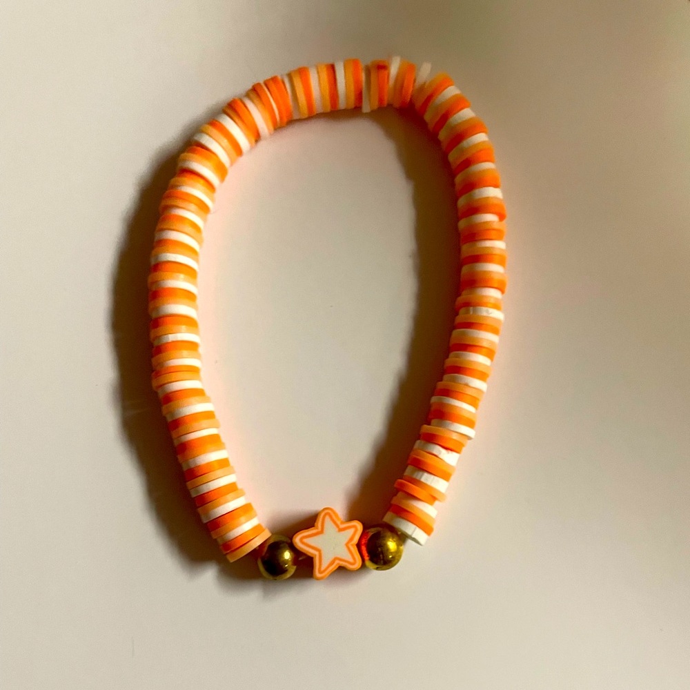 clay bead stretch friendship bracelet. handmade. star.